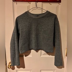 Long sleeve structured scoop neck Grey sweater, cropped ; Zara Small
